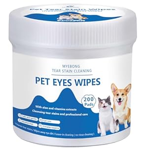 Eye Wipes for Dogs, 200 Pads Pet Tear Stain Cleaning Wipes for Eye Care of Dogs and Cats, Mild Ingredient, Gently Remove Pet Tear Stain, Eye Debris, Discharge, Mucus Secretions - Safe Ingredients Eye Wipes for Dogs 200 Pads Pet Tear Stain Cleaning Wipes for Eye Care of Dogs and Cats Mild Ingredient Gently Remove Pet Tear Stain Eye Debris Discharge Mucus Secretions Safe Ingredients