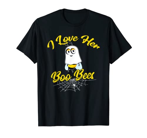 I Love Her Boo Bees Gruseliges Halloween-Kostüm Lustige Paare T-Shirt