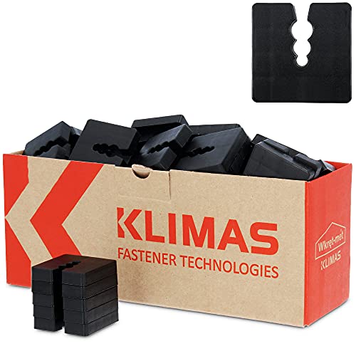 KLIMAS Abstandshalter Kunststoff 10mm 50 Stück Distanzscheiben Set Schwarz | Sockelprofile Sockelschiene Ausgleichstück Distanzstück für Universal-Dübel mit 3 Durchmesser Ø 6/8/10 mm PE Abstandhalter