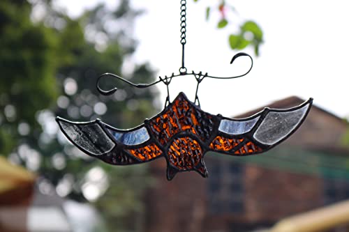 Boxcasa Bat Stained Glass Window Hangings, Bat Suncatcher Halloween Decoration,Bat Decor Hanging For Home, Office, Kitchen,Living Room #TOP3