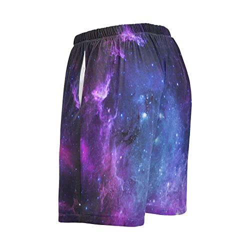 Pigsaly Outer Space Stars Men's Athletic Shorts Nebula Galaxy Men's Pajama Bottoms Men's Hiking Shorts Sleep Pajama Shorts L4