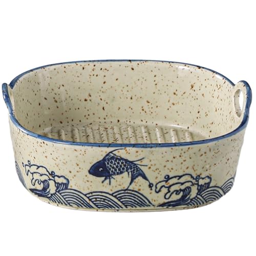 Vintage Small Casserole Dish 6.7-Inch Ceramic Square Baking Pan Lasagna Pan Bakeware With Handles For Oven Microwave Air Fryer (Square A)