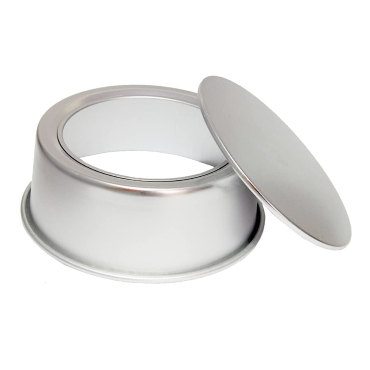OKUMEYR 2pcs Round Removable Bottom Cake Pans Non Stick Anodized Aluminum Baking Molds for Cakes Cheesecakes and Mousse Desserts Silver Color