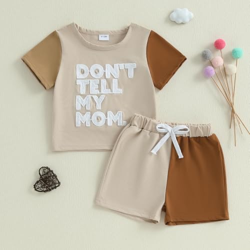 Giraropa Baby Boy Clothes Letter Print Short Sleeve Tops Contrast Color Shorts Set Infant Outfits Toddler Boy Summer Clothes2