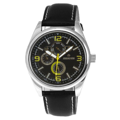 Sinobi By Lavaro Men's Quartz Wrist Watch SS0048G-2 with Leather Strap