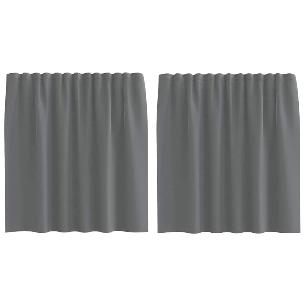 Voile gris foncé 140x140 cm lot de 2 rideaux à passe-tringle en polyester