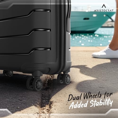 Image of Aristocrat Liberty 8-Wheel Large Size Hard Case Trolley Bag, Jet Black