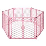 Toddleroo by North States - Superyard Baby Play Yard: Freestanding 6 Panel Baby Playpen - Indoor or Outdoor Use - Made in USA - Encloses Up to 18.5 Square Feet - 26 Inches Tall - Pink