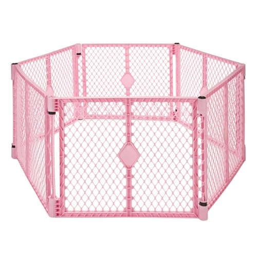 Toddleroo by North States - Superyard Baby Play Yard: Freestanding 6 Panel Baby Playpen - Indoor or Outdoor Use - Made in USA - Encloses Up to 18.5 Square Feet - 26 Inches Tall - Pink