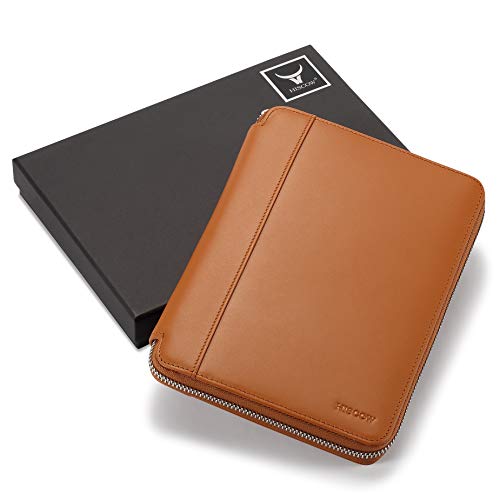 HISCOW Classy Leather Junior Zippered Portfolio with Pen Loop - Italian Calfskin (Premium Cognac) - Thumbnail 7