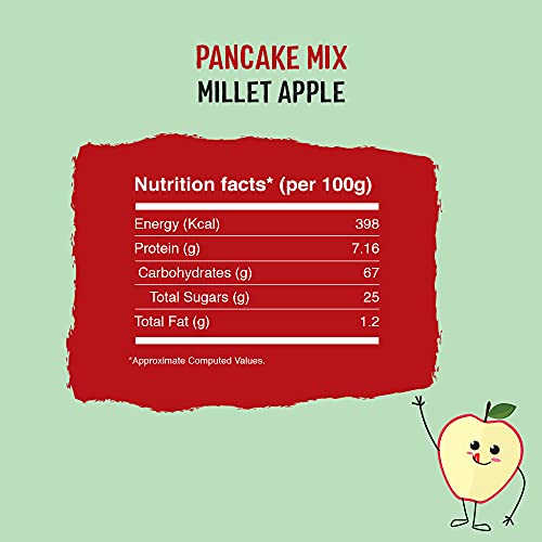 Image of Timios Organic No Maida Millet Pancake Mix-Apple with Cocoa|Made with Whole Grains, Jaggery and Sprouted Nutrition| Instant and Healthy Breakfast,300gm