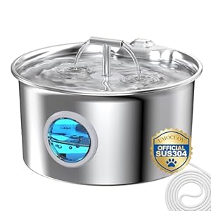 Cat Water Fountain Stainless Steel: 2.6L Cat Fountain for Drinking – Pet Water Fountain for Cats Indoor – Automatic Pet Water Dispenser Bowl – Best Auto Feeding Supplies Gift for Small Dog Large Kitty