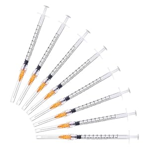 Disposable 1ml syringe with 25G 1inch Lab Supplies, Individually Packaged 50Pack