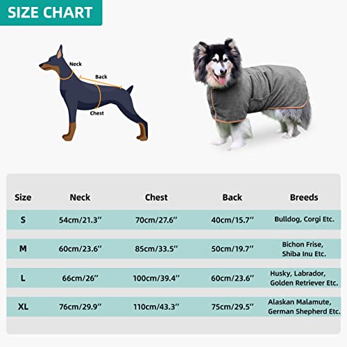 Dog Drying Coat Bathrobe Towel, Microfibre Material Fast Drying Super Absorbent Dog Bath Robe, Pet Quick Drying Moisture Absorbing With Adjustable Collar And Waist #TOP5