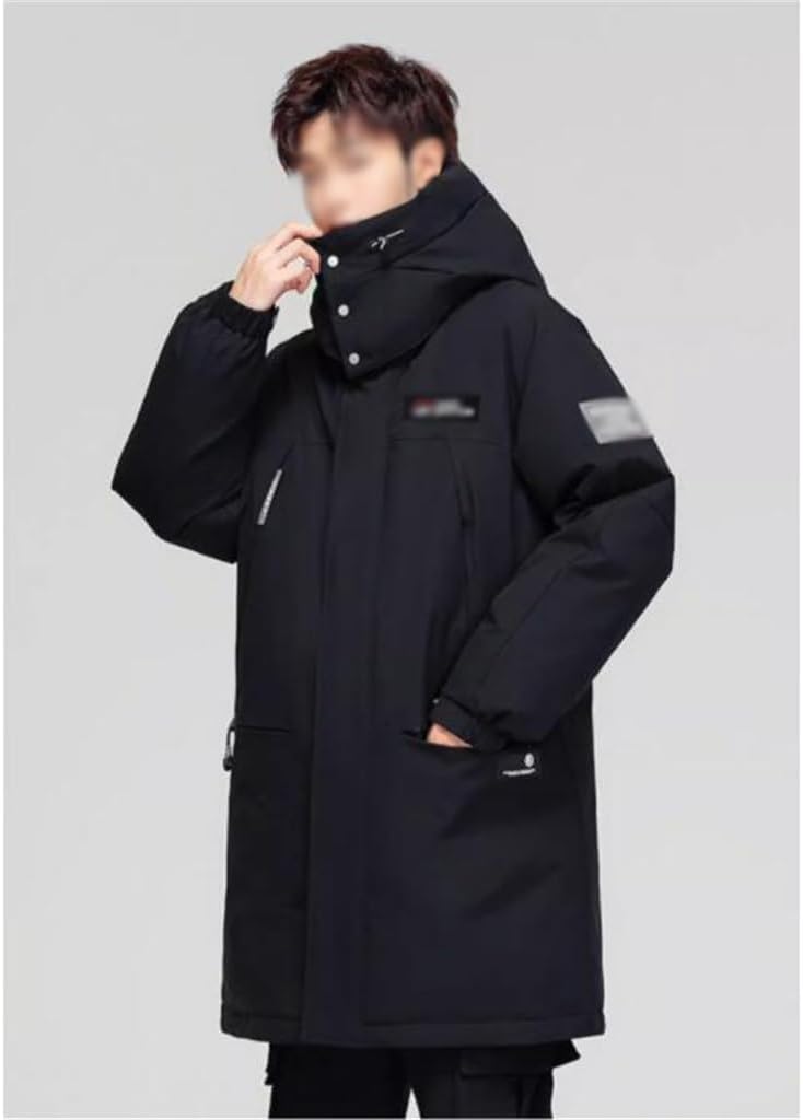 VIDI Men's Winter Thick Medium And Long Removable Hat Warm Coat Overalls Down Jacket