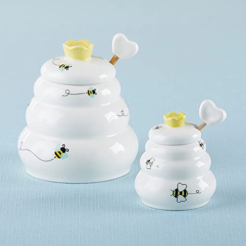 Kate Aspen Ceramic Bee Hive Mini Honey Jar & Wooden Honey Dipper Kitchen Decor, Bumblebee Baby Shower Prize, Take Home Gift, Bee Decorations - Image 6
