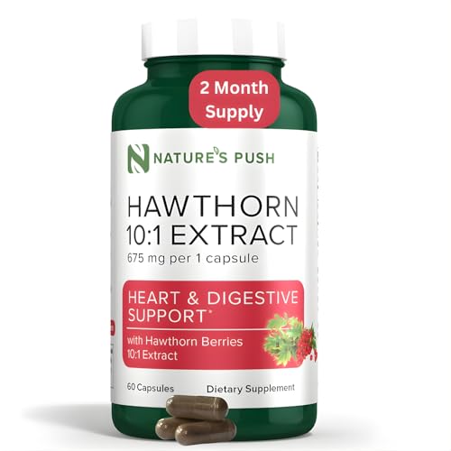 Natures Push Super Potent Hawthorn Berry Supplement 10:1 Extract 675mg Capsules for Digestion Heart Health Glycemic Support-Extra Strength Non-GMO Gluten Free Vegan GMP USA (60 Count (Pack of 1))