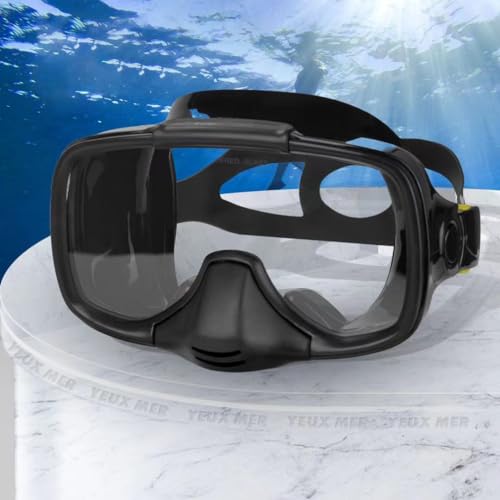 YEUX MER Snorkleling Mask with Drain Valve Wide View Suitable for Adults Scuba Diving,Quick Adjustable Side Button, Free Diving , and Snorkeling Goggles Mask
