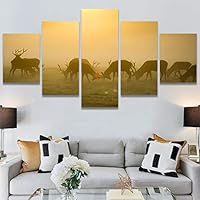 SIGNWIN 5 Panel Canvas Wall Art Animals Expressionism Group Modern Artwork for Home Decorations Ready to Hang - 60