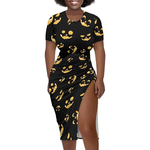 Image of Short Sleeve Dress for Women,Sexy Bodycon Dress,Plus Size Slit Dress,String Design s-4xl