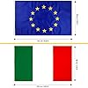Bandiere Italiane e Bandiere dell'Europa.90 X 150 cm Bandiere con 2 Occhielli in metallo Durevole.Bandiera Italia Nazionale Italian Flag e Bandiera dell'Europa Resistente alle Intemperie Bandiera EU #1