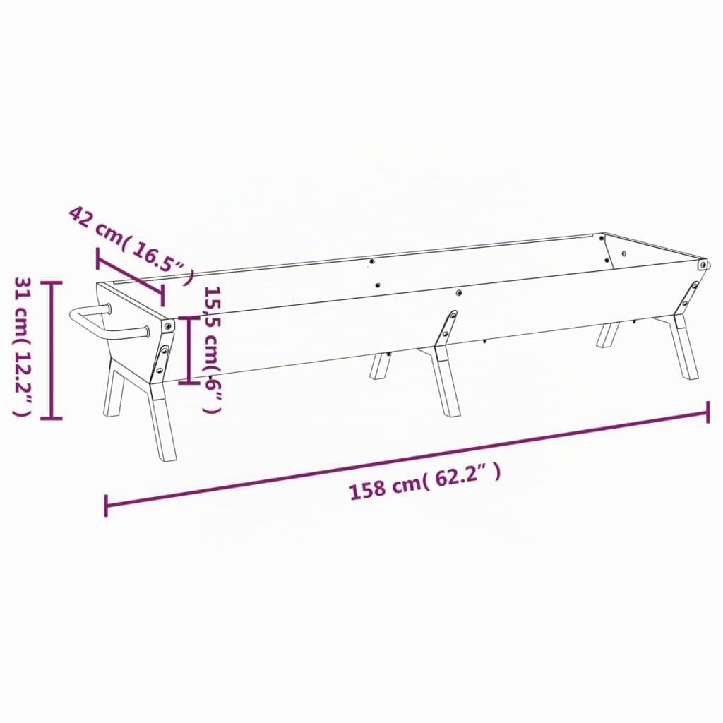 vidaXL Grill Silbern 158x42x31 cm Edelstahl