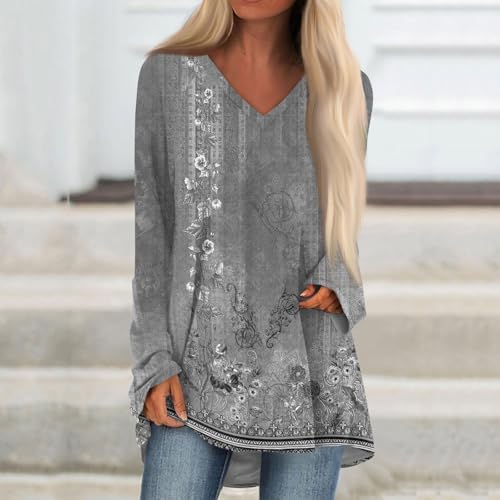 Oversized Tshirts for Women Long Sleeve Womens Tops Dressy Casual Fall V Neck Tunic Tops2