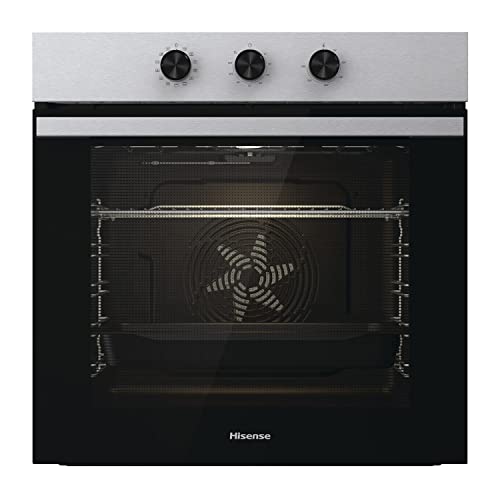Hisense BI61111AX Horno Multifunción, Gran Capacidad 77L,Cocción Simultanea 5 Niveles, ventilador XXL, Pizza mode 300º, Puertas removibles Inox