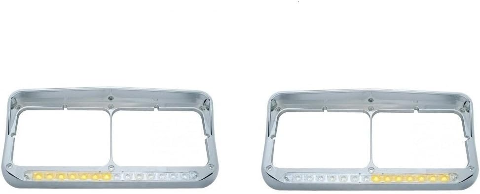 United Pacific (set Peterbilt Freightlin​er for Kenworth - LED Dual Headlight Bezel with Visor