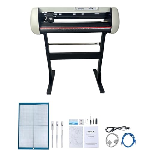 28" Vinyl Cutter Machine with Stand, Vinyl Printer Machine with Digital Controls with 20 Blades Maximum Paper Feed 710mm,31.5ips Cutting Speed, with SignMaster Software
