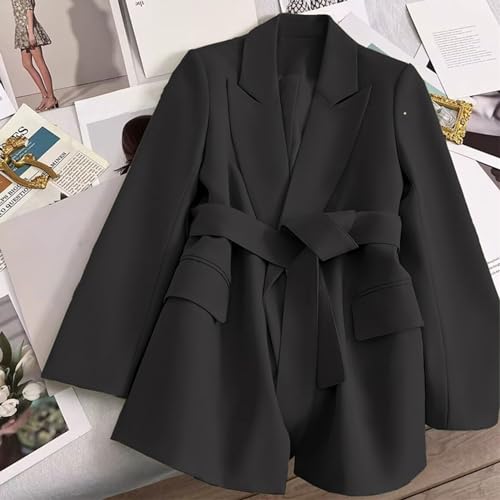 Work Office Coat Women Business Suit Formal Style Slim Fit Belted Waist Long Sleeve Suit Coat4