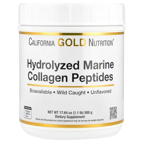 Péptidos de colágeno marino hidrolizados, sin sabor, 1.1 libras (500 g), California Gold Nutrition