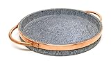 Cookstone 12" deep dish pizza pan with copper handles | Handcrafted from a slab of pure soapstone | Healthy, durable and eco-friendly | Non-toxic and Non-stick