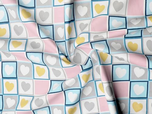 Image of RD TREND 210 Tc Bedsheet for Double Bed King Size 100 x 108 Inches, Glace Cotton Bedsheet for King Size with 2 Pillow Covers 18 x 28 Inches, Pink Heart