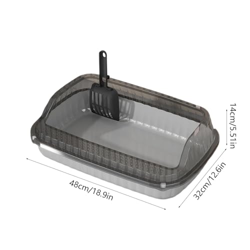 Arenero semi cerrado para gatos con borde alto y pala miniatura 2