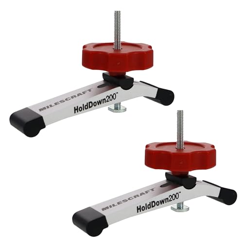 Image of Milescraft 4036 Hold Down 200 2 Pack T-Track Hold Down Clamp. 5-1 /4 inch L x 1-1 /4 inch W, Anodized Heavy Duty T Track Clamps for Woodworking
