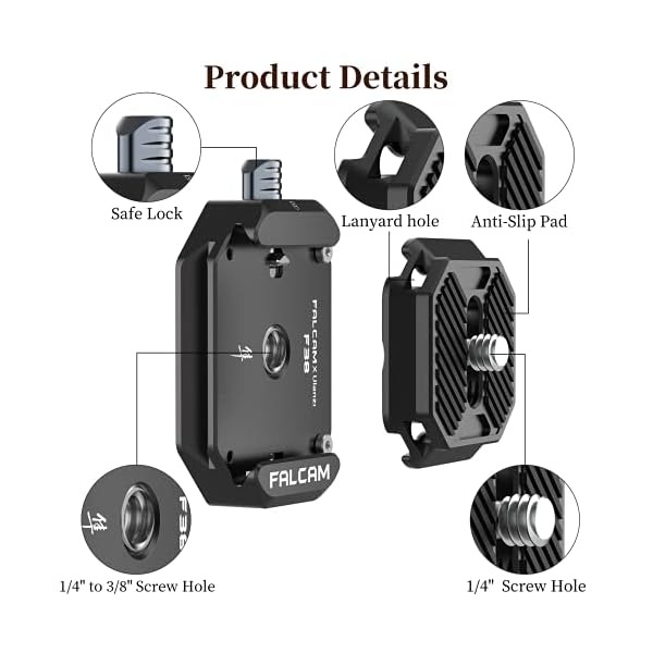 FALCAM F38 Kamera Schnellwechselplatte, Quick Release Platte mit 1/4" auf 3/8" Schraubgewinde, Arca Swiss Schnellwechselplatte, passend für Sony/Canon/DJI/Stativ/DSLR – Bild 5