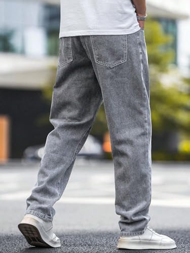 Image of KOTTY Men's Baggy Straight Fit Denim Jeans Washed Wide Leg Urban Fashion Comfortable Trendy Style