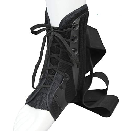 Lace Up Ankle Brace - Men, Women Foot Support Stabilizer Compression Sleeve - Sprained Adjustable Leg Splint - Sprain Rolled Immobilizer Wrap Guard for Running, Volleyball, Basketball, Soccer (L)