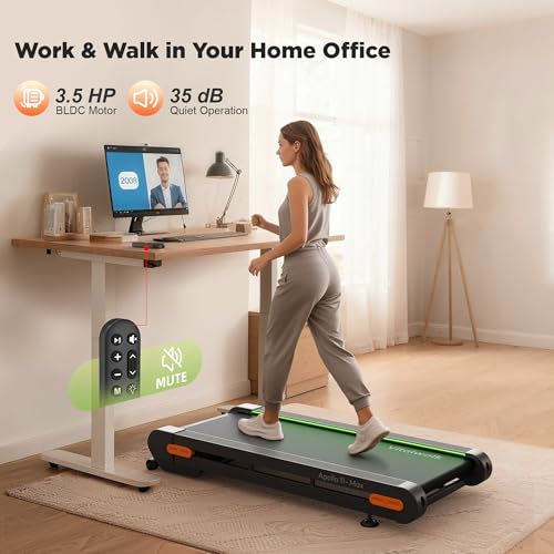 Image of Vitalwalk Walking Pad Treadmill with Incline, 43 inchx18 inch Wide Full Deck, Auto Incline, Portable Under Desk Treadmills for Home Office, 4-Way Mobility & Vertical Store, Heavy Duty, APP