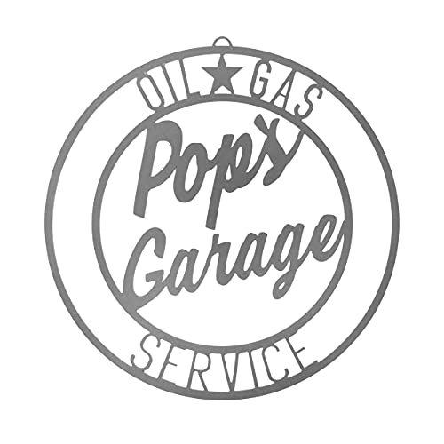ROCC RUSTED ORANGE CRAFTWORKS CO. Vintage Circle Signs Pops Sign for Men-Personalized Garage Decor -Garage Wall Decor-Custom Garage Signs for Men Vintage-Mancave Garage Sign-Metal Garage Signs