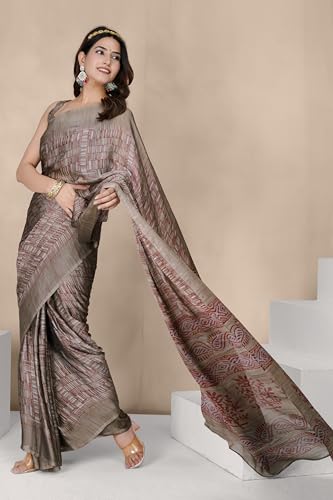 Image of MIRCHI FASHION Saree for Woman | Chiffon Block Printed Lightweight Daily Wear Sarees with Blouse