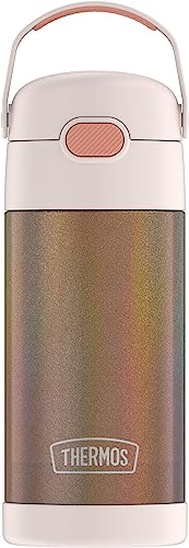 THERMOS FUNTAINER 12 Ounce Stainless Steel Vacuum Insulated Kids Straw Bottle, Rose Gold