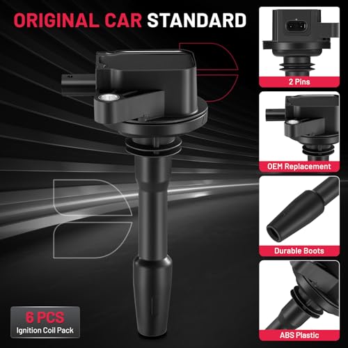 Image of BDFHYK Ignition Coil Pack Set of 6 Compatible with 2020-2023 Explorer Police Interceptor Utility Transit-150 Transit-250 Transit-350 350HD 2018-2023 F-150 3.3L 3.5L V6 Replacement for UF825 DG564
