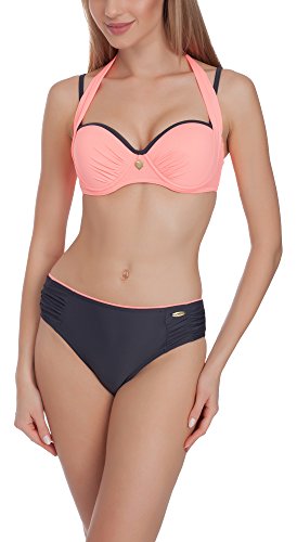 aQuarilla Bikini Coordinati per Donna Lyon (Grafite/Salmone, EU 42 (IT 48))