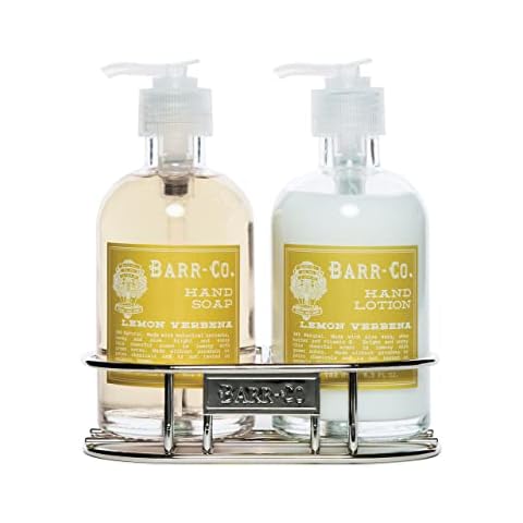 BARR-CO Lemon Verbera Scent Hand Soap& Body Lotion Duo with Caddy Cover