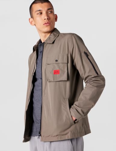 Image of Hugo Men's Cotton Mix Canvas Zip Up Overshirt