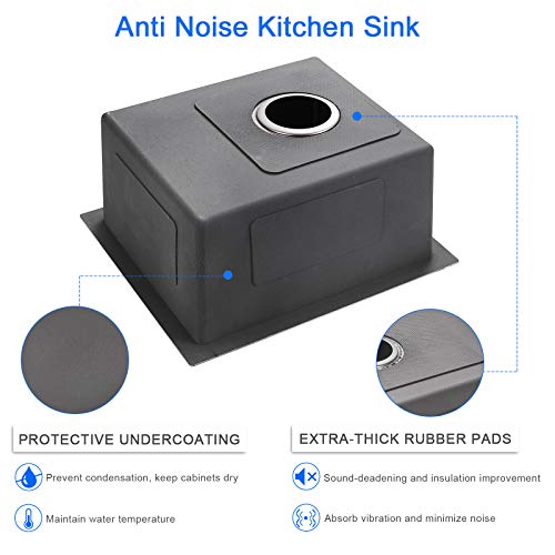 MENATT 15-inch Undermount Bar Sinks, 304 Stainless Steel Workstation Bar Prep Sinks, Single Kitchen Sink Bowl, 15 MENATT 15-inch Undermount Bar Sinks, 304 Stainless Steel Workstation Bar Prep Sinks, Single Kitchen Sink Bowl, 15