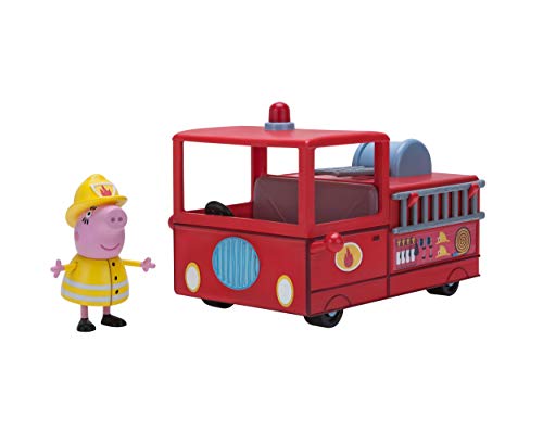 Preisvergleich Produktbild Jazwares 95674 - Peppa Wutz kleines Feuerwehrauto, Feuerwehrwagen mit exklusiver Mama Wutz Spielfigur, Feuerwehr mit Sitzplätze für 2 Figuren, Original Peppa Pig Spielzeug Auto für Kinder ab 3 Jahren