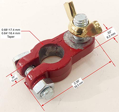 Top Post Epoxy Coated Battery Terminal Connectors, Solid Lead, Heavy Duty, for Boat, RV, Automobile, Includes 1 Positive and 1 Negative Connector, 2 Lead Shims, 2 Fiber Washers, by Tech Team